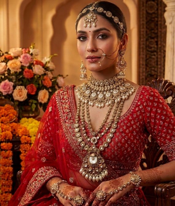 Antique Gold Kundan Bridal Set
